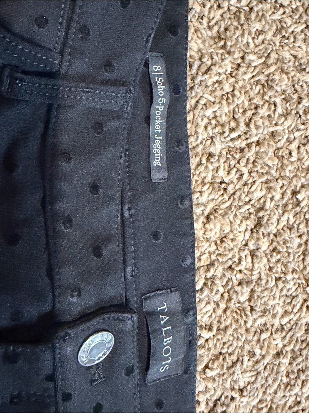 Talbots Black Skinny Pants with Textured Dot Detail - Picture 4 of 8